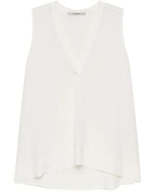 Maliparmi Pleated V-Neck Top - White