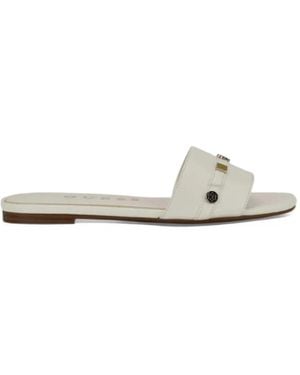 Guess Tasam Logo Slide Flat Sandals - White
