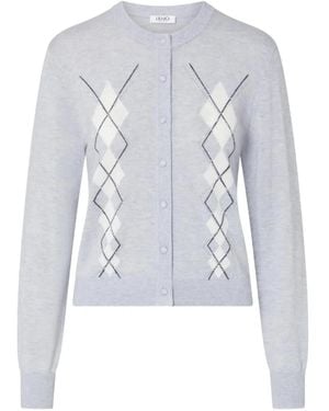 Liu Jo Cardigan En Laine À Losanges - Blanc