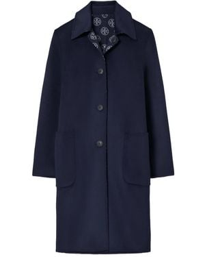 Tory Burch Abrigo con monograma en jacquard - Azul