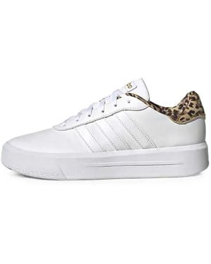adidas Court Platform Leopard-Print Sneakers - White