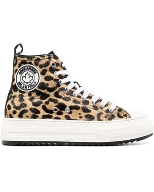 DSquared² レオパード ハイカットスニーカー - ナチュラル