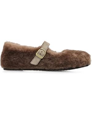 Birkenstock Santa Clarita Buckled Ballet Flats - Brown