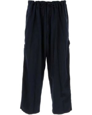 Yohji Yamamoto Drawstring-Waistband Pants - Blue