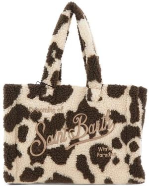 MC2 Saint Barth Colette Teddy Cow-Print Tote Bag - Natural