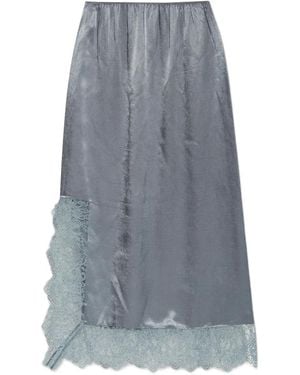Munthe Ravn Lace-Trim Midi Skirt - Grey