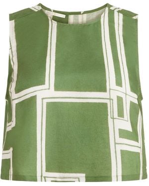 Marie Oliver Fallon Geometric-Print Top - Green