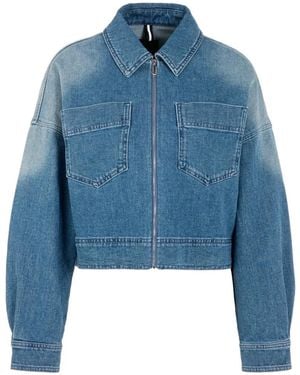 Marc Cain Faded-Effect Patch-Pocket Denim Jacket - Blue