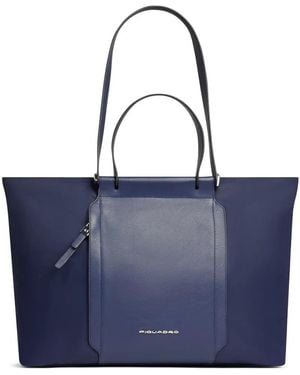 Piquadro Lyra Zip Laptop Bag - Blue