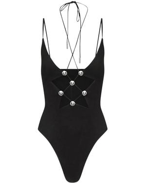 Area Star Cut-Out Bodysuit - Black