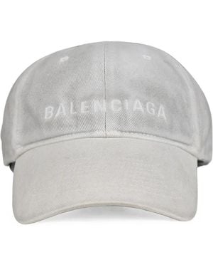 Balenciaga Logo-Embroidered Cotton Cap - Grey