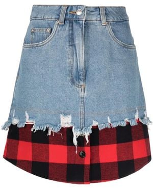 Moschino Gonna Denim Con Design A Strati - Blu