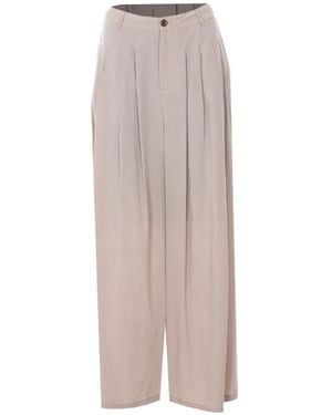 ELEH Pleated Wide Leg Trousers - Natural
