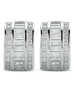 Mateo Diamond Baguette Half Hoop Earrings - White