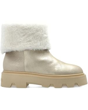 Moncler 40Mm Aurea Shearling-Trim Boots - Natural