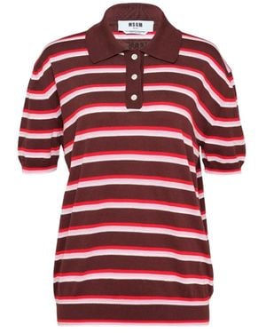 MSGM Striped-Knit Sweater - Red