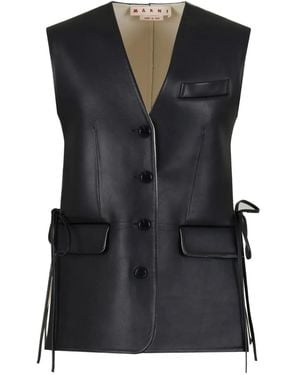 Marni レザーベスト - ブラック