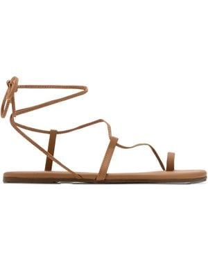 TKEES Jo Ankle-Tie Leather Sandals - Brown