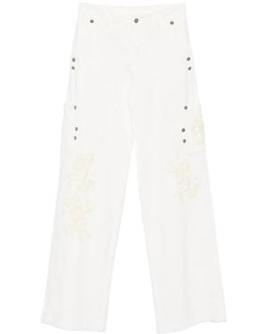 Ermanno Scervino Floral-Embroidered Pocket Trousers - White