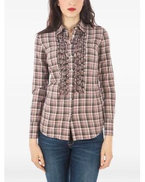 Fred Perry Ruffle-Detailed Plaid Shirt - Red