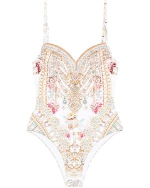 CAMILLA Sweetheart-Neck Embellished Swimsuit - White
