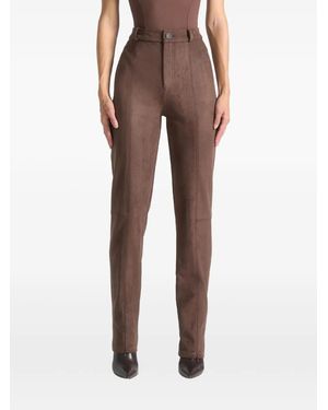 Manière De Voir Suede Straight Leg Trousers - Brown