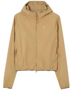Burberry Stretch Nylon Hooded Jacket - Natural