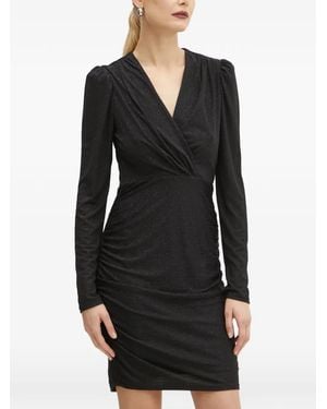 Morgan Rglit V-Neck Mini Dress - Black