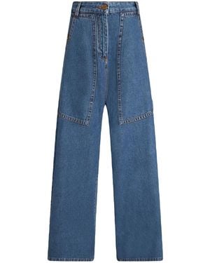 Etro Jeans cargo azul con logo pegaso bordado