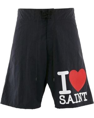 SAINT Mxxxxxx Lace-Up Graphic-Print Shorts - White