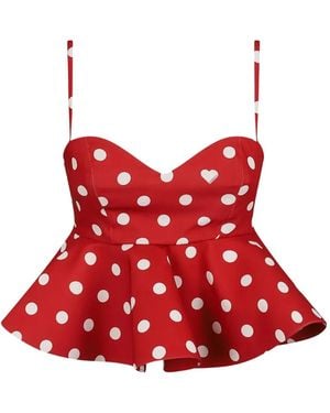 Fiorucci Polka Ruffle-Trim Top - Red
