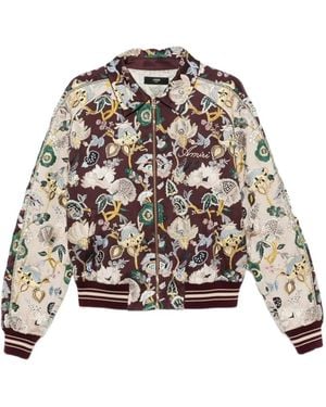 Amiri Floral-Embroidered Bomber Jacket - Brown