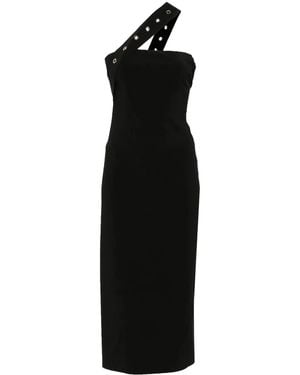 Patrizia Pepe Eyelet-Detail Midi Dress - Black