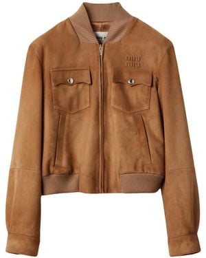 Miu Miu Suede Nappa Leather Jacket - Brown
