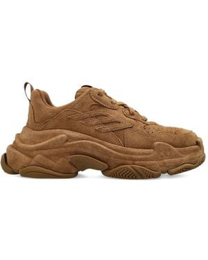 Balenciaga Panelled Lace-up Trainers - Brown