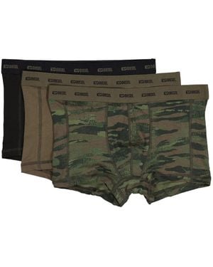 DIESEL Logo-Waistband Boxer Shorts (Pack Of Three) - Green