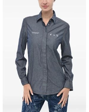 Off-White c/o Virgil Abloh Chemise En Coton À Logo Imprimé - Blue