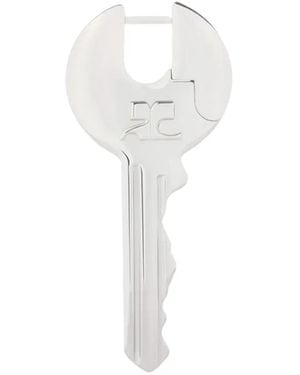 Courreges Ohrring Mit Logo-Gravur - Weiß