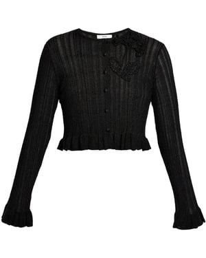 Erdem Cropped-Cardigan mit Rüschen - Schwarz