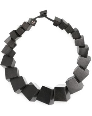 Monies Aether Geometric Wood Necklace - Black