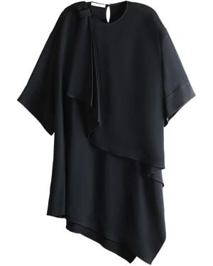 Givenchy Ruffled Asymmetric Midi Dress - Black