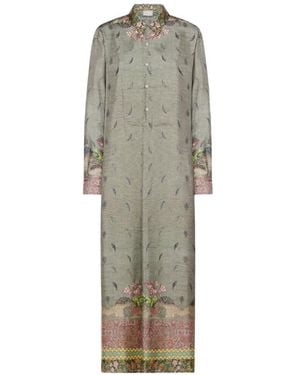 Pierre Louis Mascia Aloe Botanical-Print Maxi Shirt Dress - Green