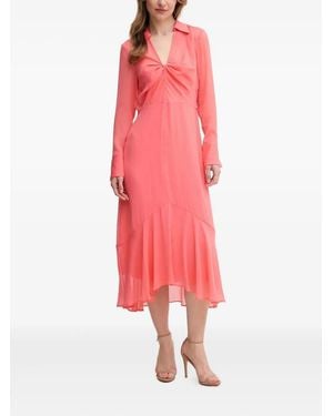 DKNY Twist-Front Asymmetric-Hem Dress - Pink