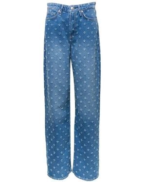 Rag & Bone Logan Distressed Wide-Leg Jeans - Blue