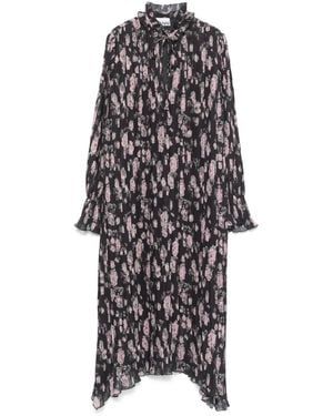 Ganni Flora-Printed Georgette Dress - White