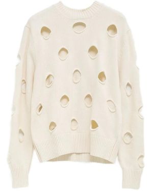 GIMAGUAS Cut-Out Cotton Sweater - Natural
