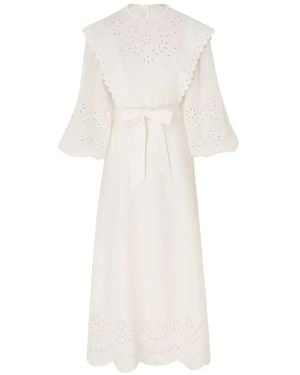 Zimmermann Broderie Anglaise-Trimmed Linen Maxi Dress - White