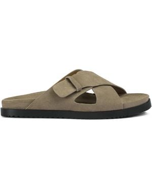 Doucal's Crossover-Strap Slide Sandals - Brown