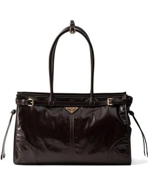 Prada Bonnie Large Leather Handbag - Black