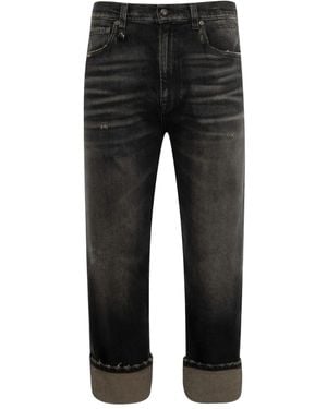 R13 Cuffed X-Bf Gerafelde Cropped Jeans - Zwart